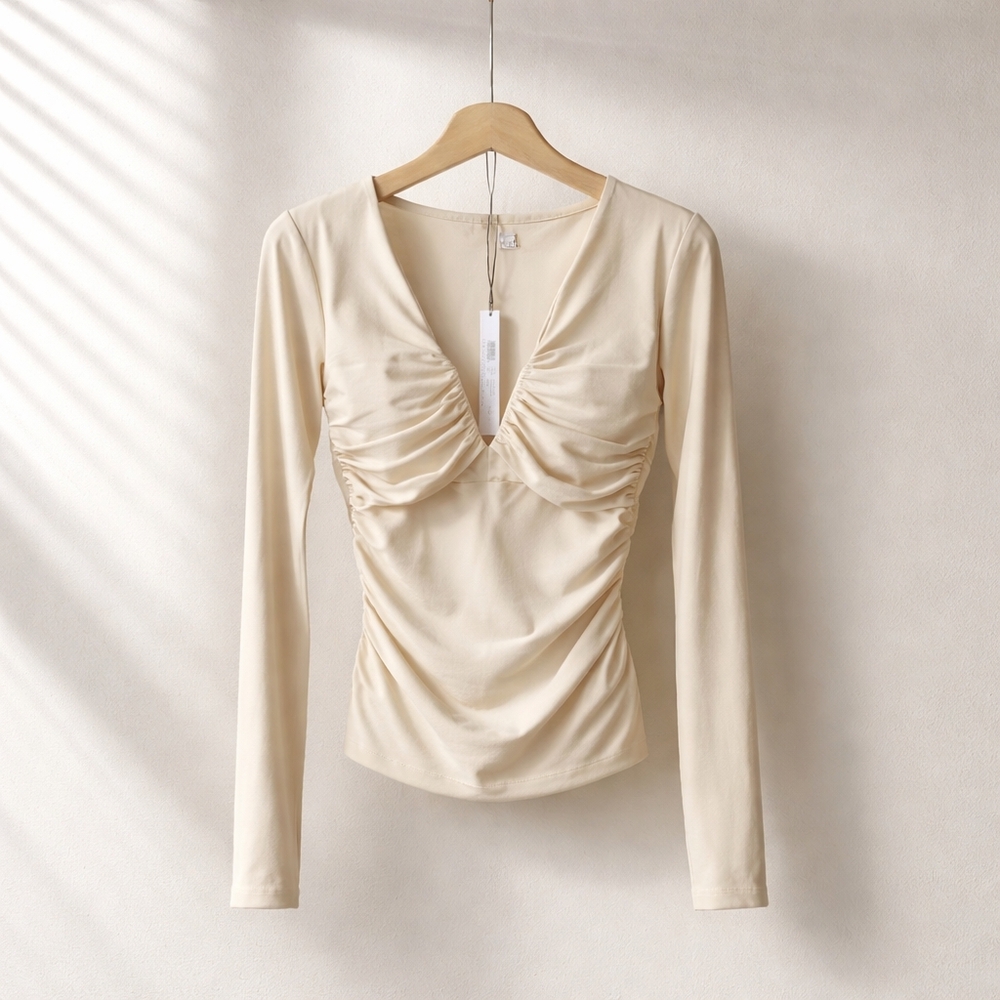 Susana Monaco Cream Ruched Top